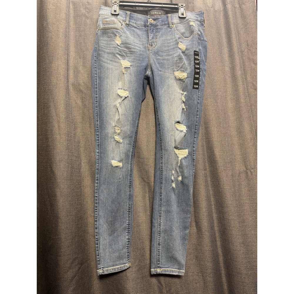 Torrid Premium‎ Distressed Skinny Jeans Ripped Denim Light Wash Size 12R